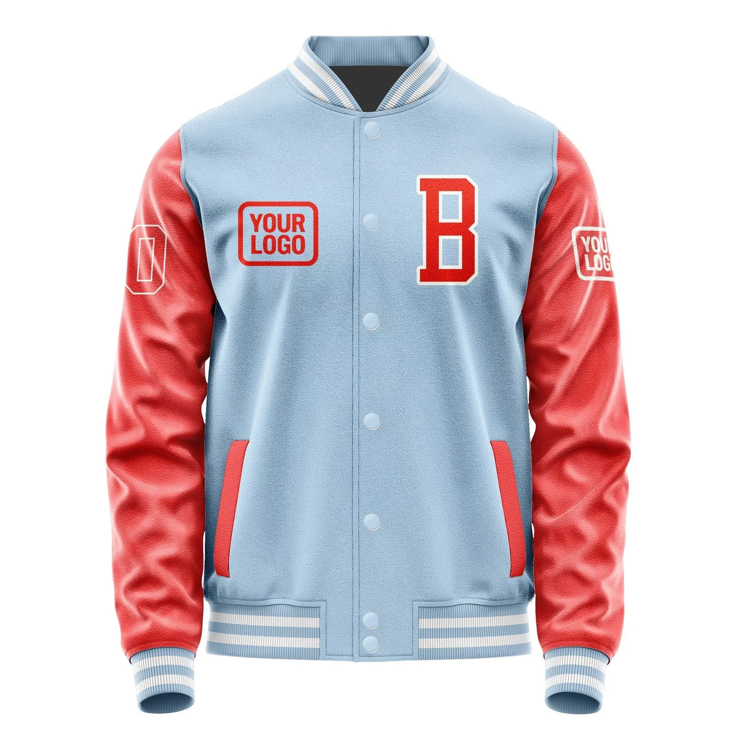Custom Light Blue Orange Red Jacket sold by Tailorly product image thumbnail 2