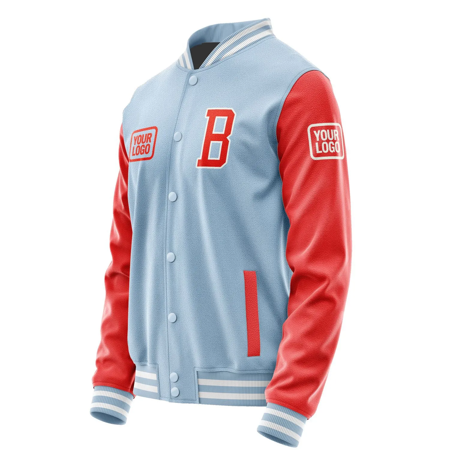 Custom Light Blue Orange Red Jacket sold by Tailorly product image thumbnail 3