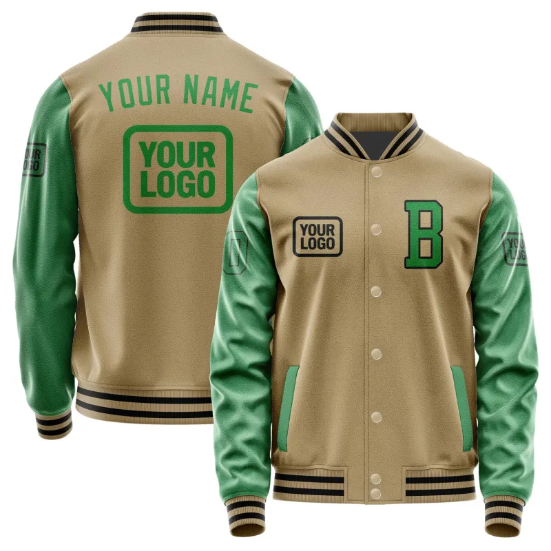 Custom Light Khaki Emerald Green Jacket sold by Tailorly