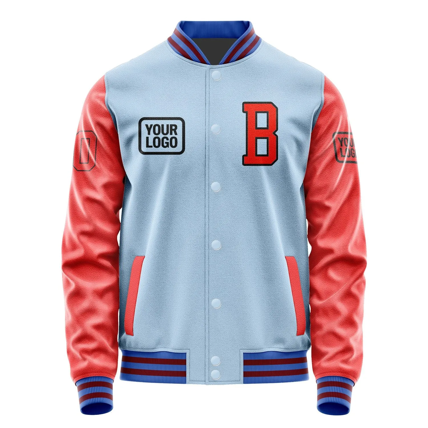 Custom Light Blue Orange Red Jacket sold by Tailorly product image thumbnail 2