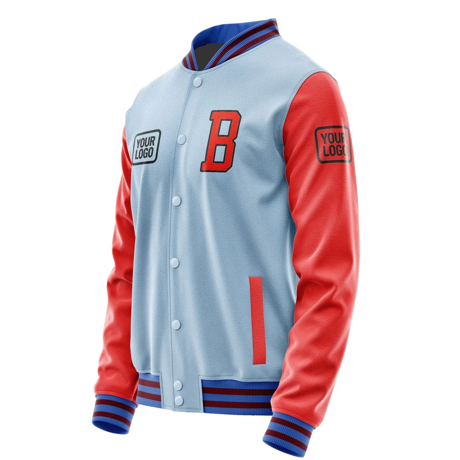 Custom Light Blue Orange Red Jacket sold by Tailorly product image thumbnail 3