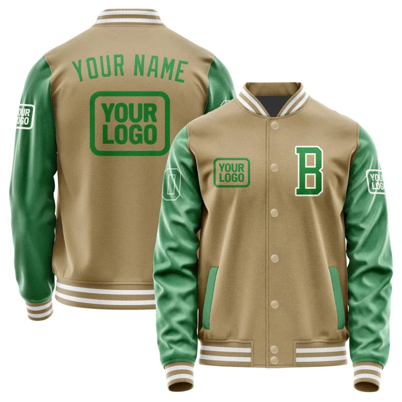 Custom Light Khaki Emerald Green Jacket sold by Tailorly