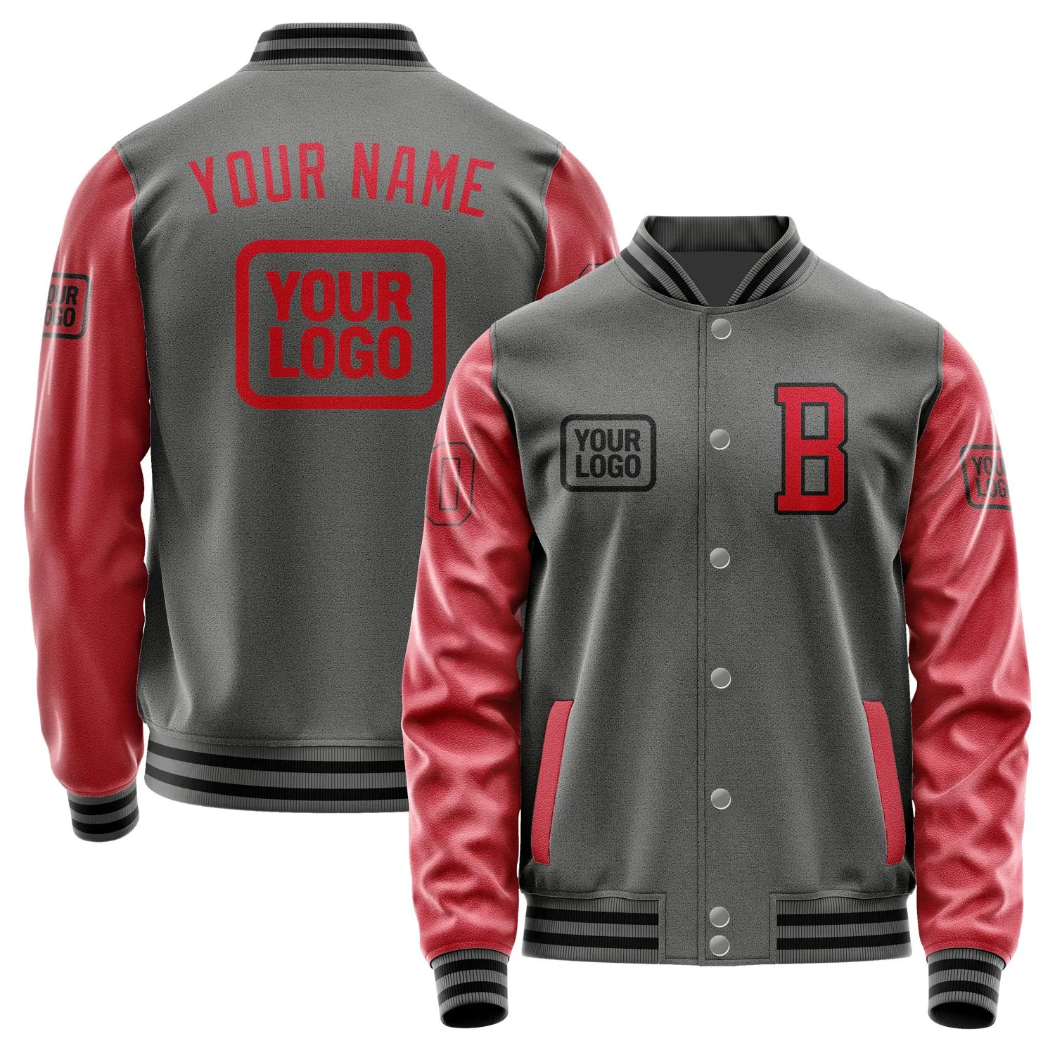 Custom Dark Grey Red Jacket sold by Tailorly