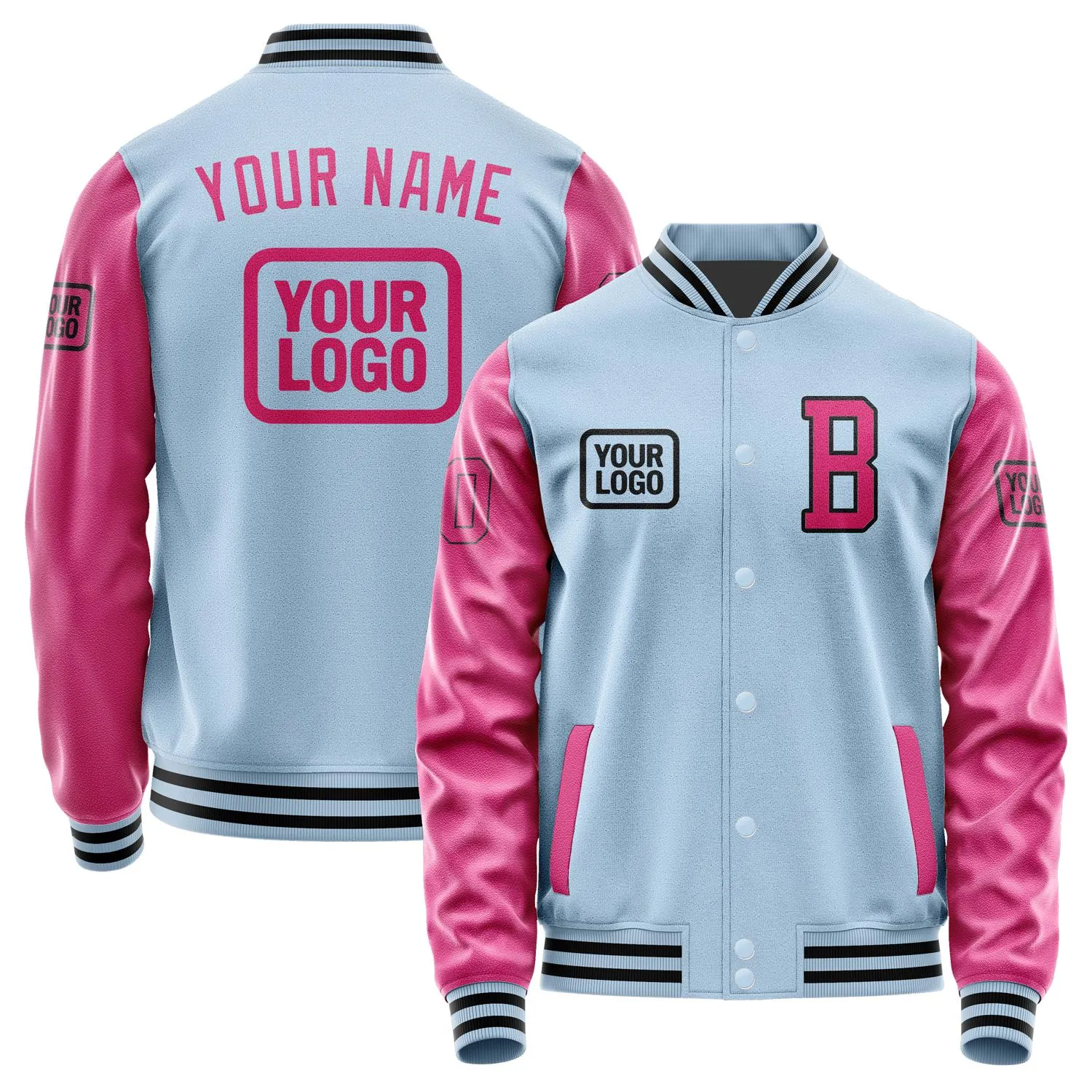 Custom Light Blue Pink Jacket sold by Tailorly