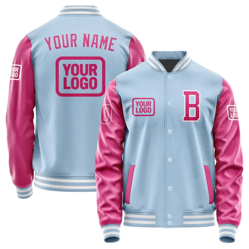 Custom Light Blue Pink Jacket sold by Tailorly
