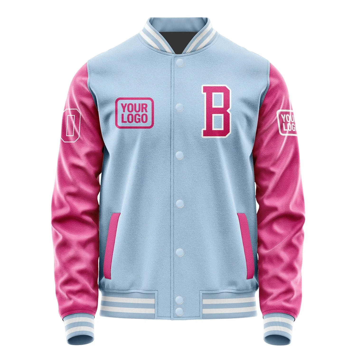 Custom Light Blue Pink Jacket sold by Tailorly product image thumbnail 2