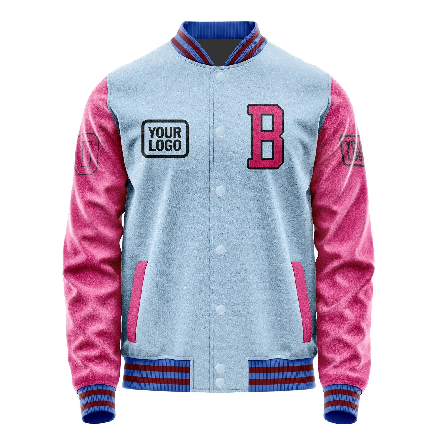 Custom Light Blue Pink Jacket sold by Tailorly product image thumbnail 2