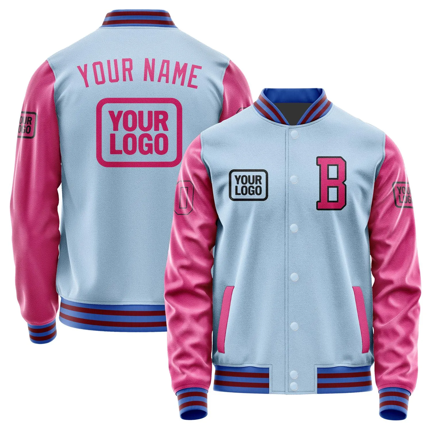 Custom Light Blue Pink Jacket sold by Tailorly