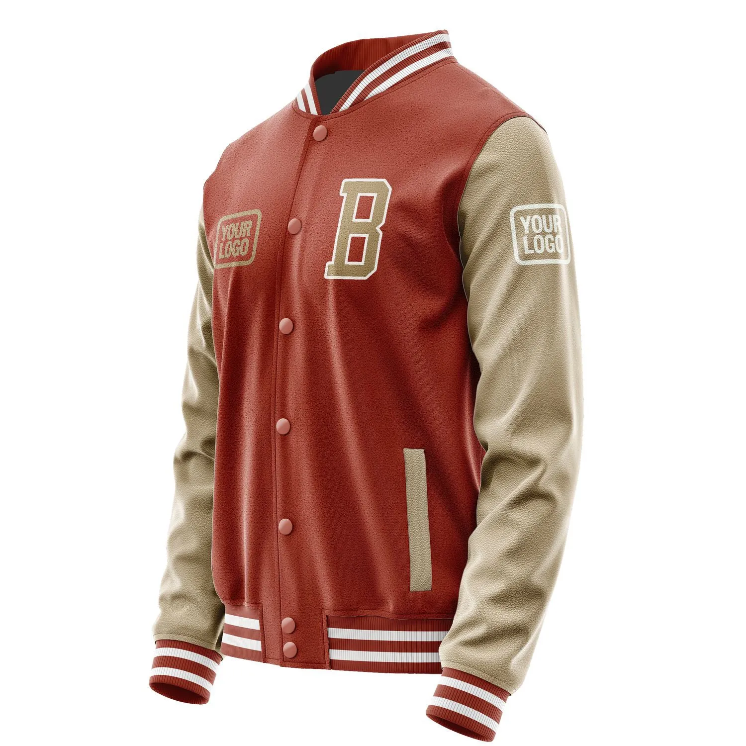 Custom Coral Red Light Khaki Jacket sold by Tailorly product image thumbnail 3