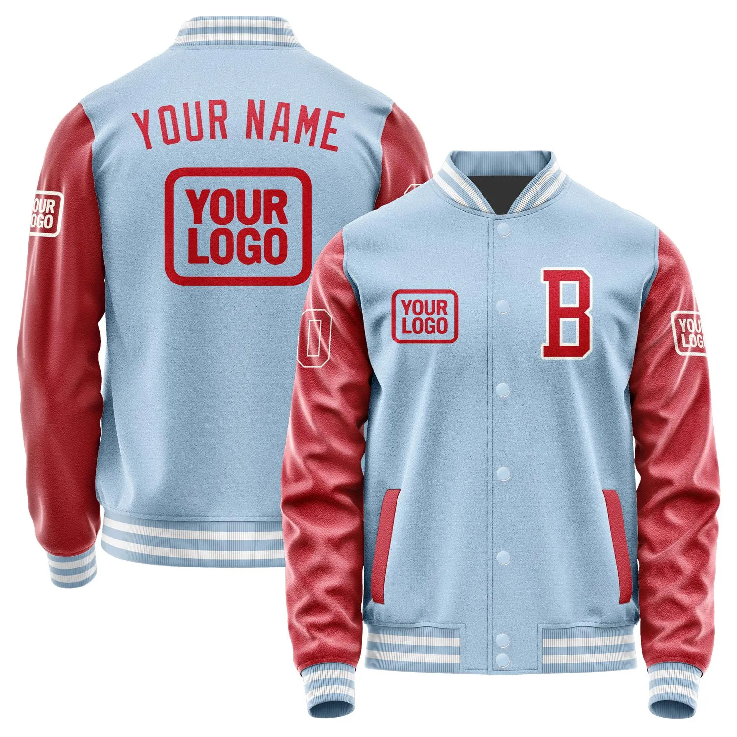 Custom Light Blue Red Jacket sold by Tailorly