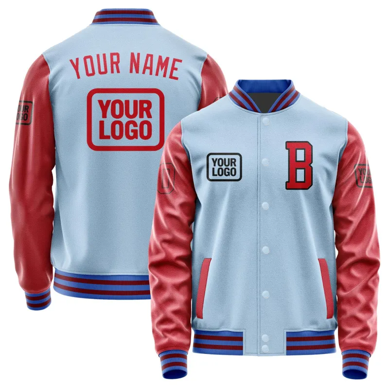 Custom Light Blue Red Jacket sold by Tailorly