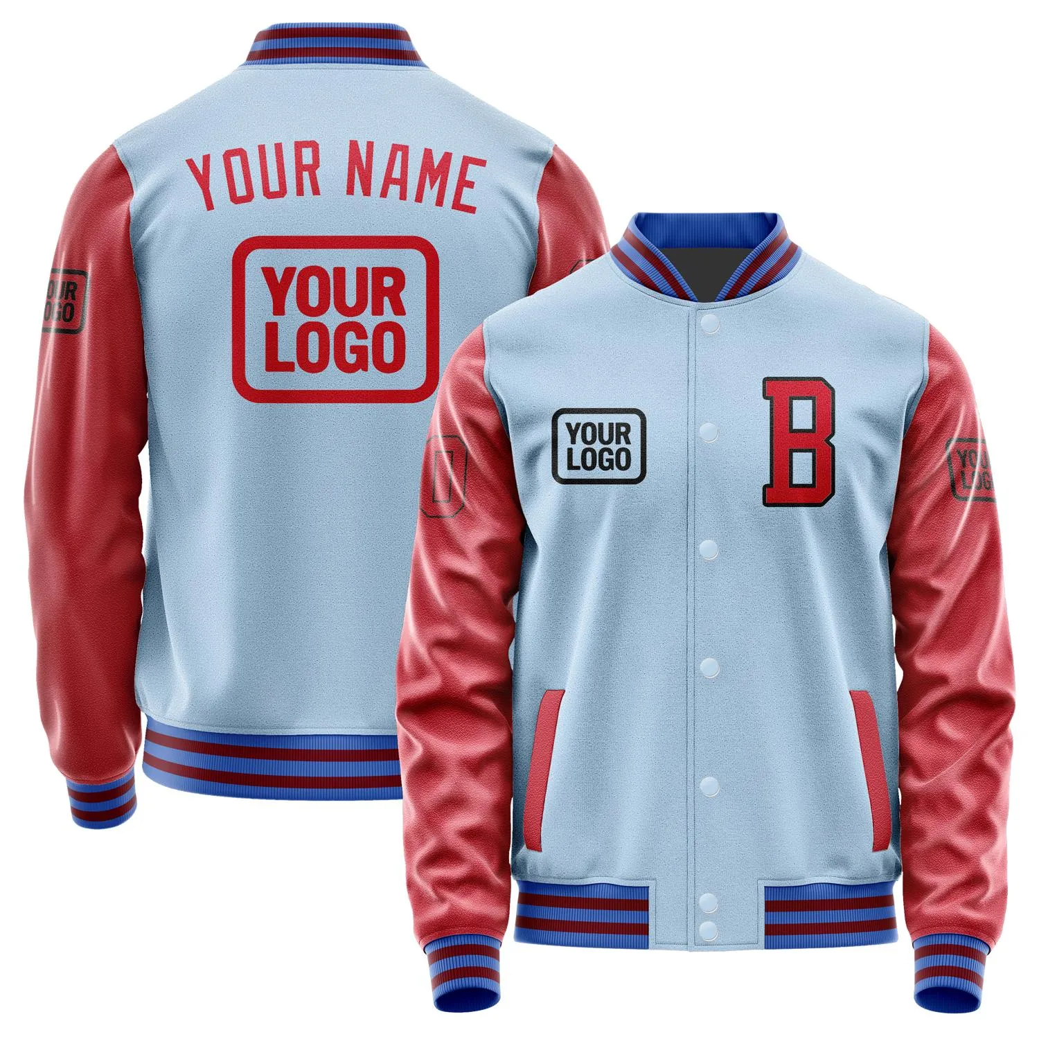 Custom Light Blue Red Jacket sold by Tailorly