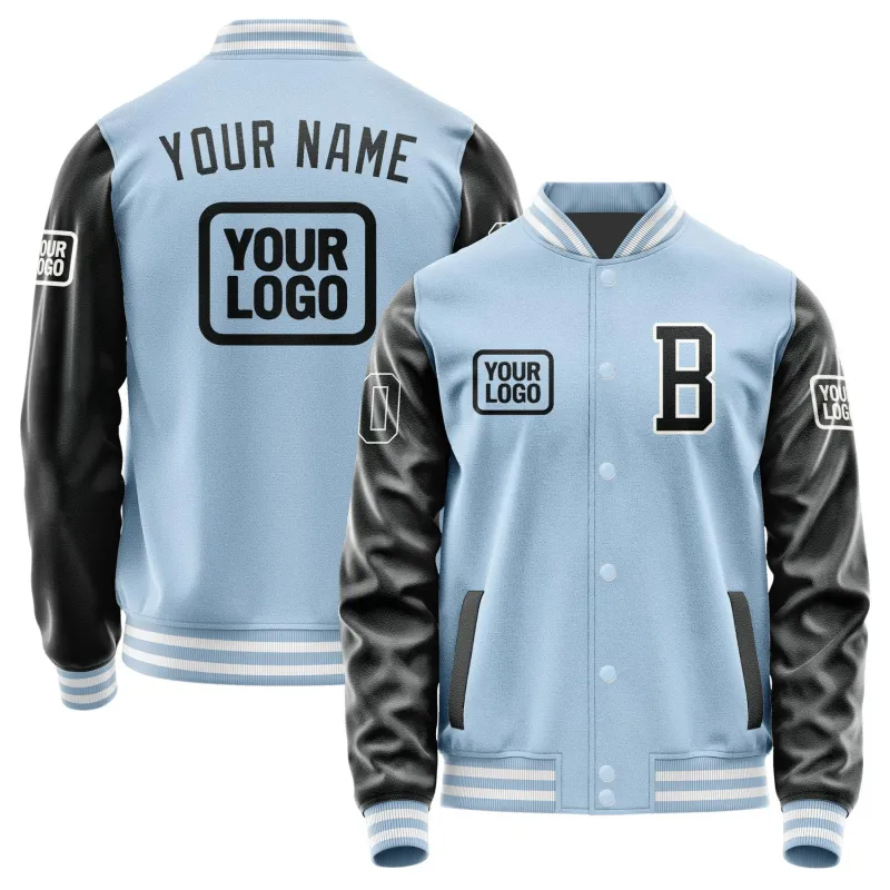 Custom Light Blue Black Jacket sold by Tailorly