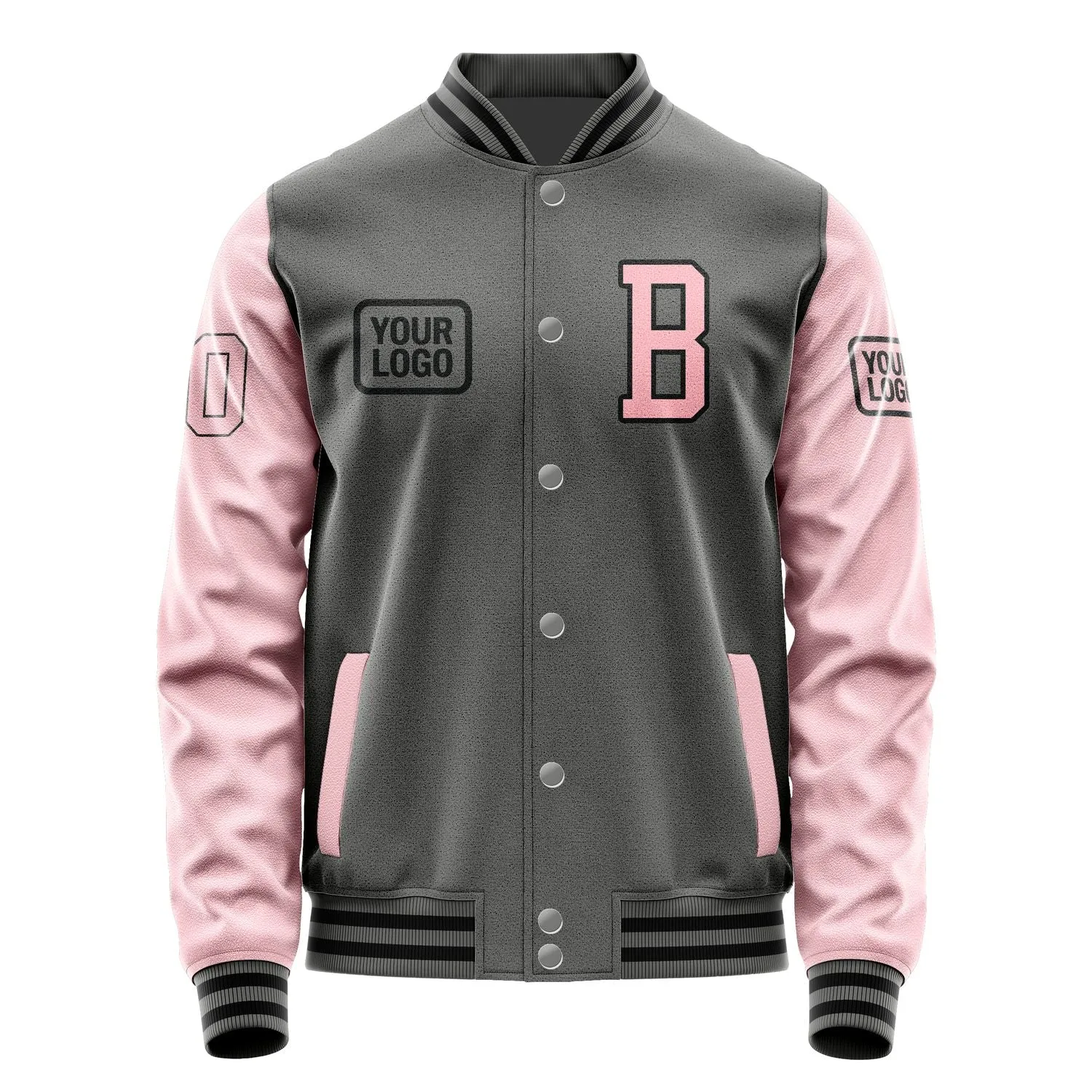 Custom Dark Grey Light Pink Jacket sold by Tailorly product image thumbnail 2