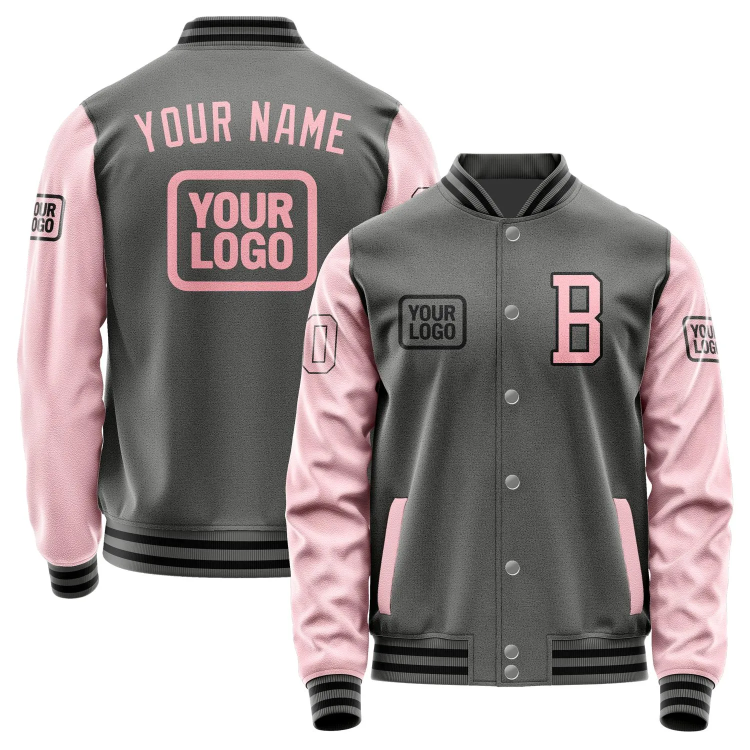 Custom Dark Grey Light Pink Jacket sold by Tailorly