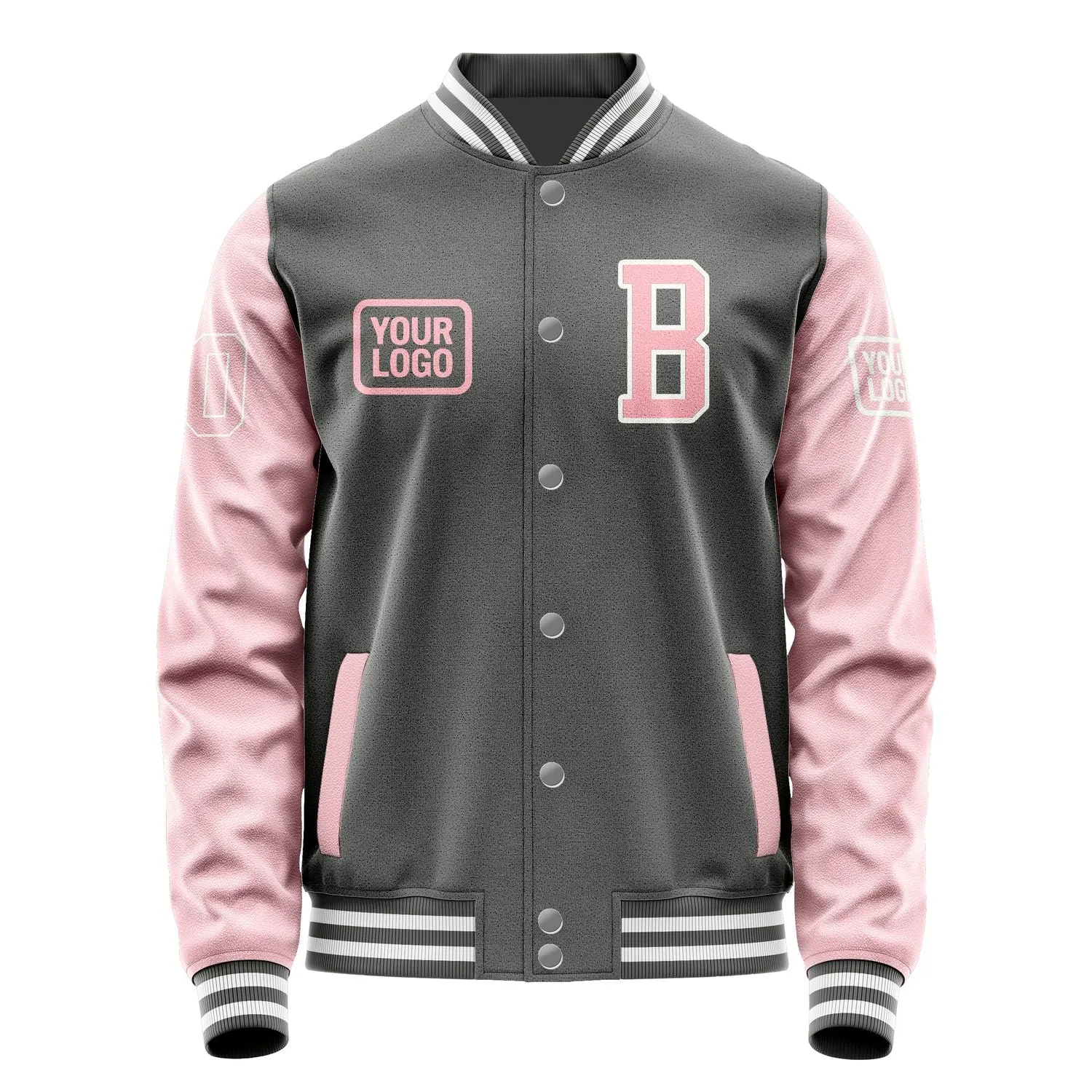 Custom Dark Grey Light Pink Jacket sold by Tailorly product image thumbnail 2