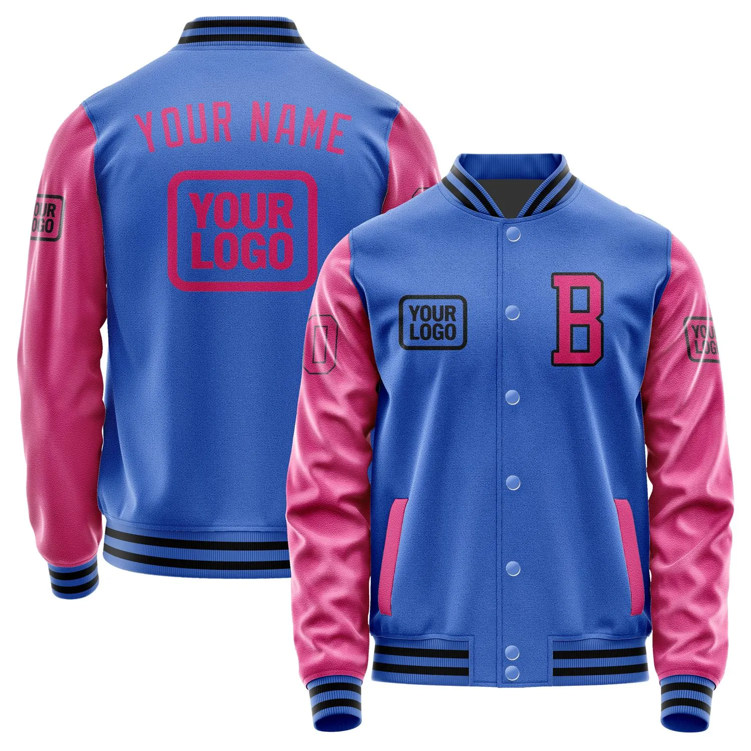 Custom Sky Blue Pink Jacket sold by Tailorly