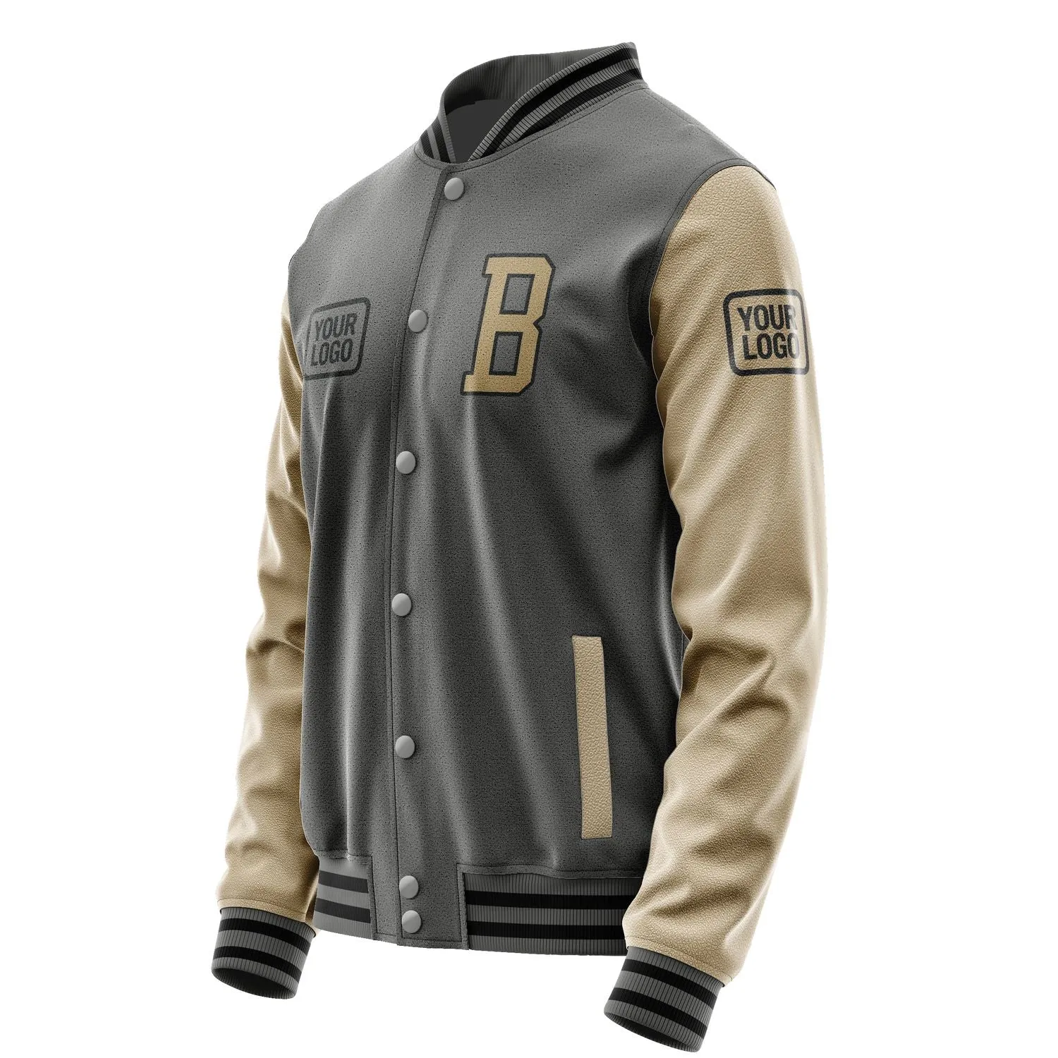 Custom Dark Grey Light Khaki Jacket sold by Tailorly product image thumbnail 3