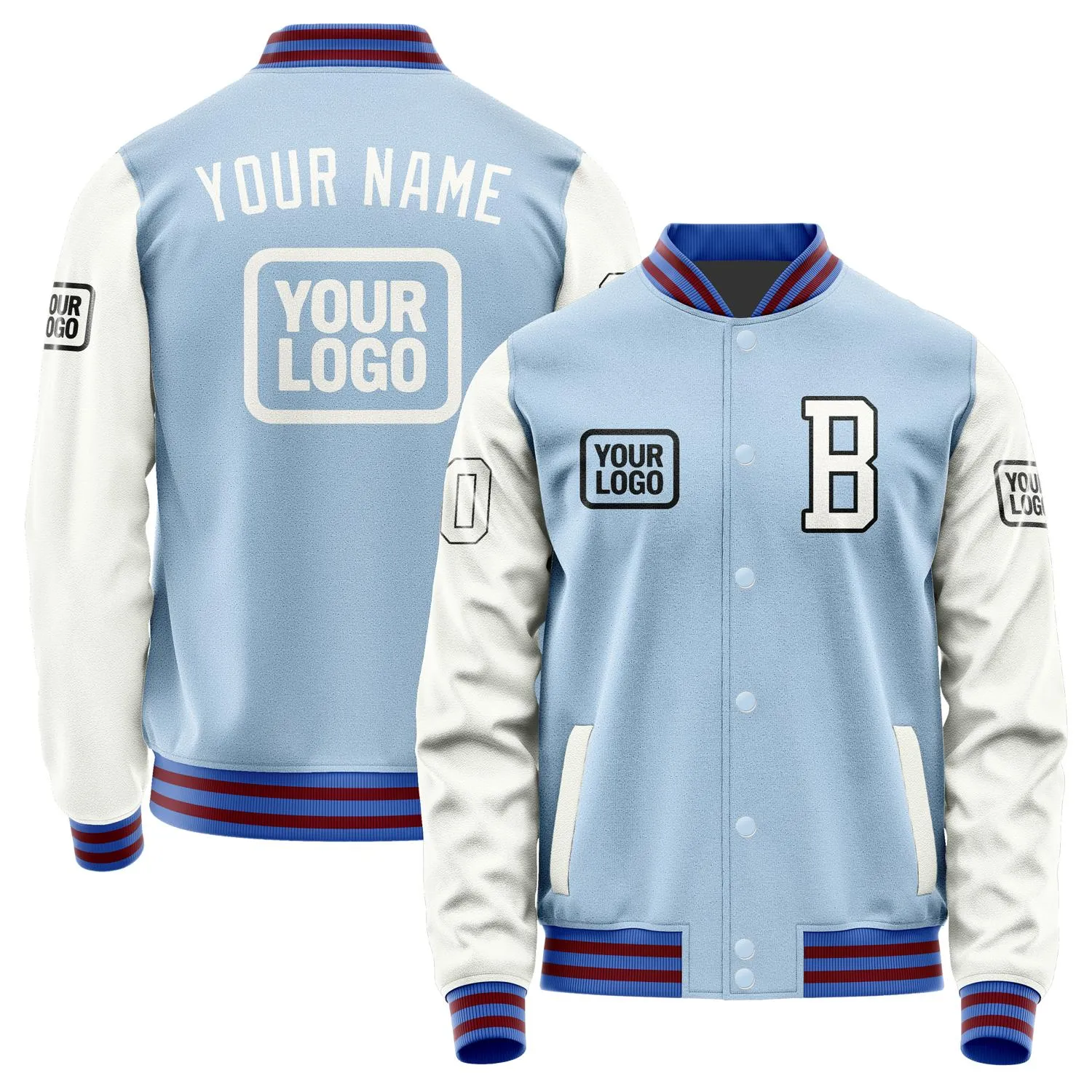 Custom Light Blue White Jacket sold by Tailorly