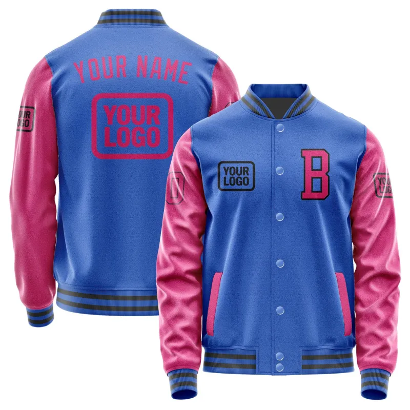 Custom Sky Blue Pink Jacket sold by Tailorly