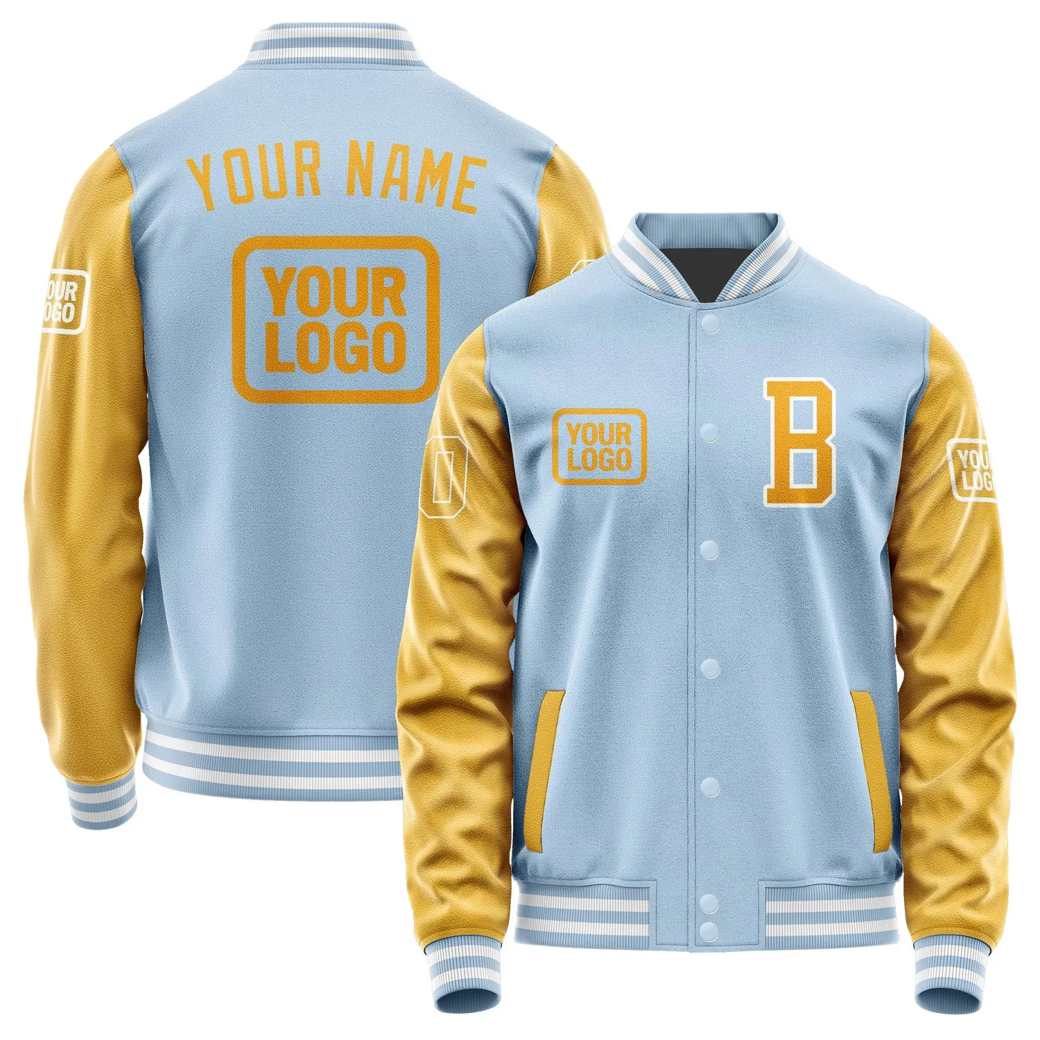 Custom Light Blue Yellow Jacket sold by Tailorly