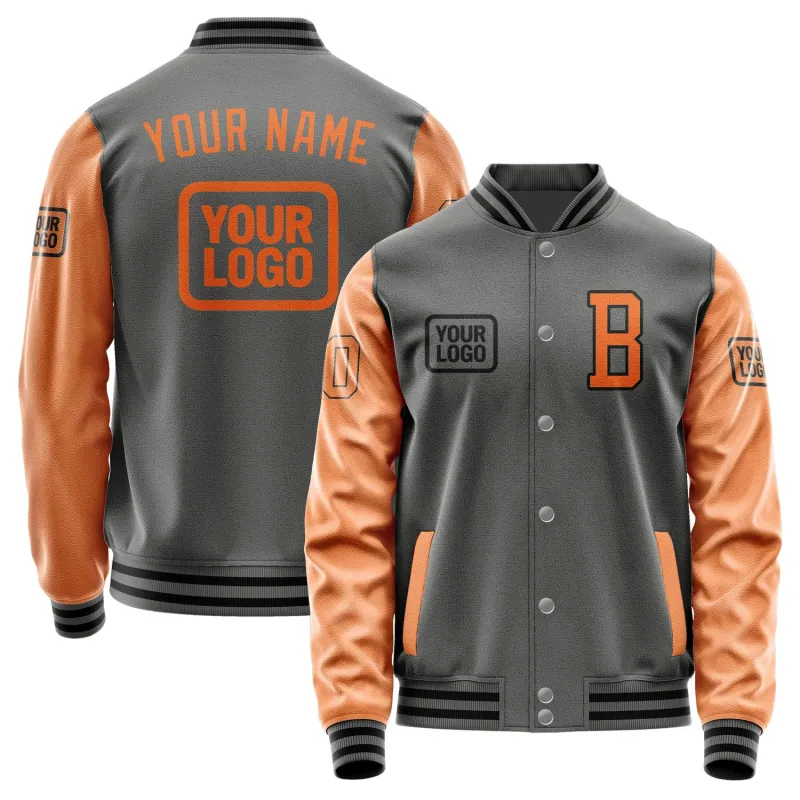 Custom Dark Grey Orange Jacket sold by Tailorly