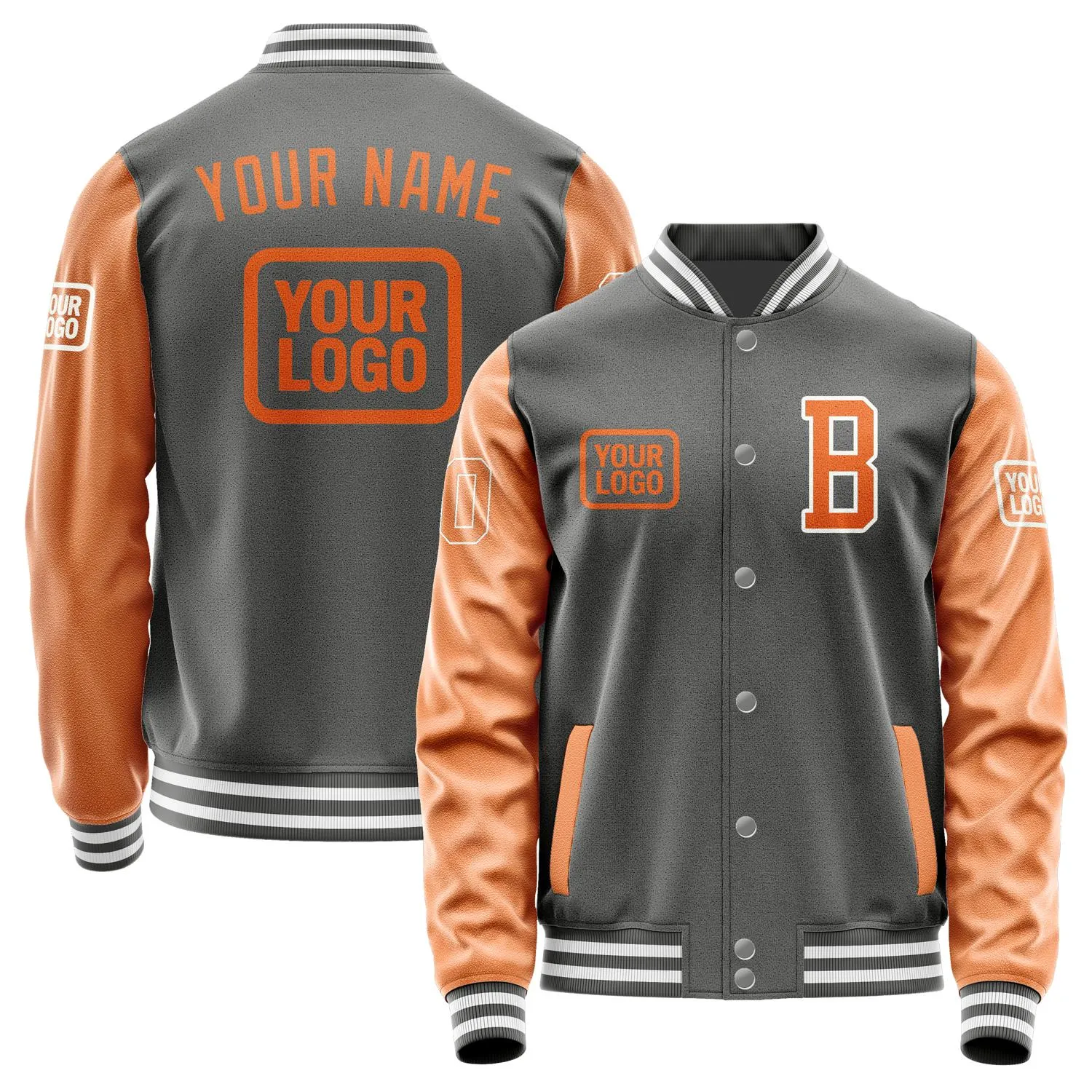 Custom Dark Grey Orange Jacket sold by Tailorly
