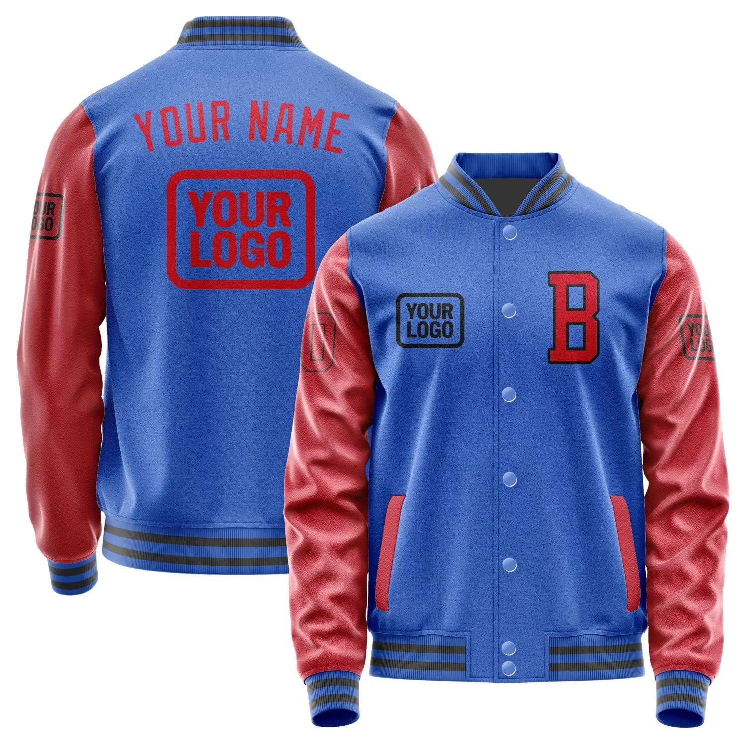 Custom Sky Blue Red Jacket sold by Tailorly