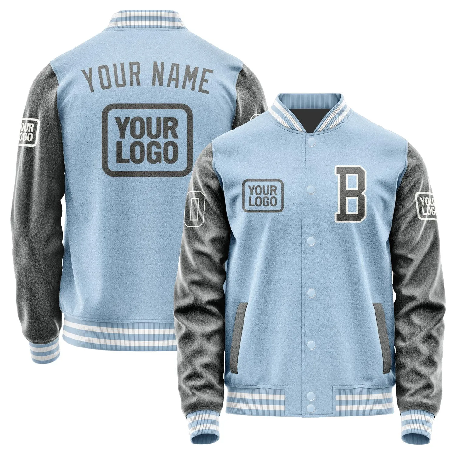 Custom Light Blue Dark Grey Jacket sold by Tailorly