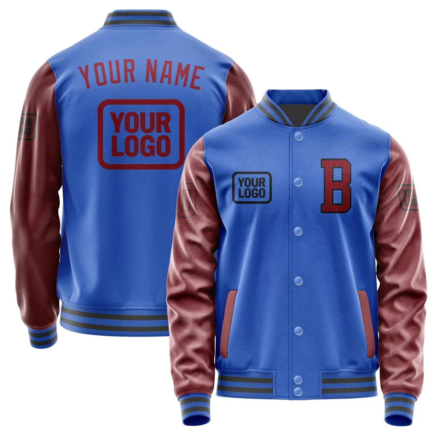 Custom Sky Blue Crimson Red Jacket sold by Tailorly