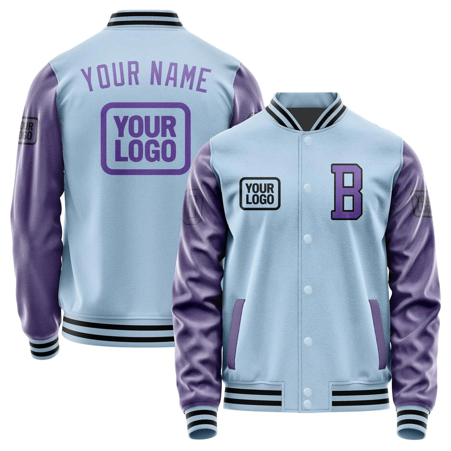 Custom Light Blue Light Purple Jacket sold by Tailorly