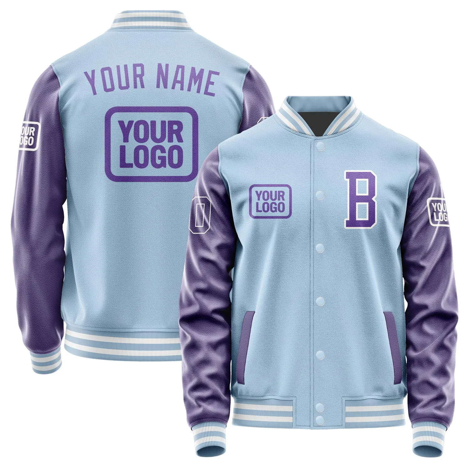 Custom Light Blue Light Purple Jacket sold by Tailorly