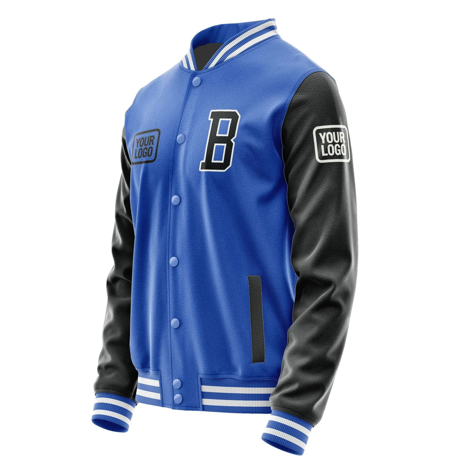Custom Sky Blue Black Jacket sold by Tailorly product image thumbnail 3