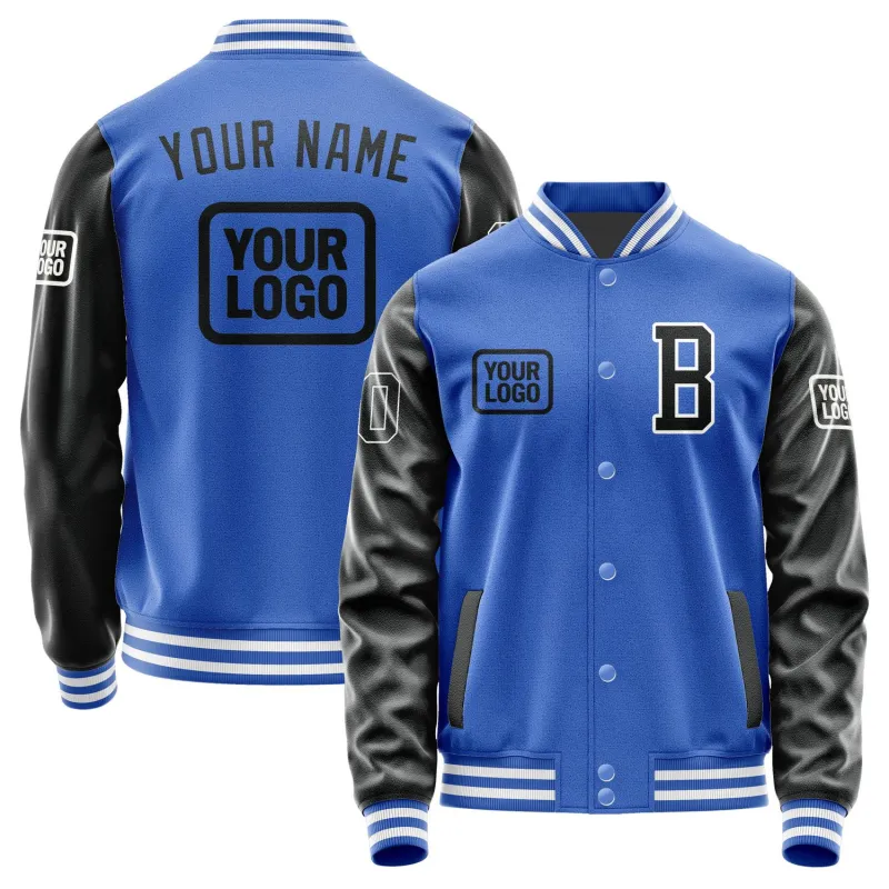 Custom Sky Blue Black Jacket sold by Tailorly