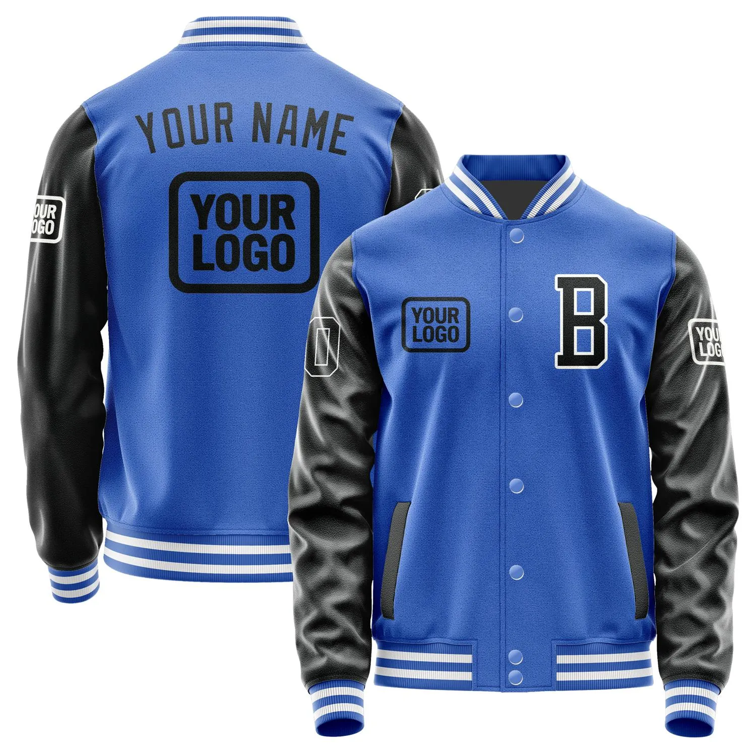 Custom Sky Blue Black Jacket sold by Tailorly