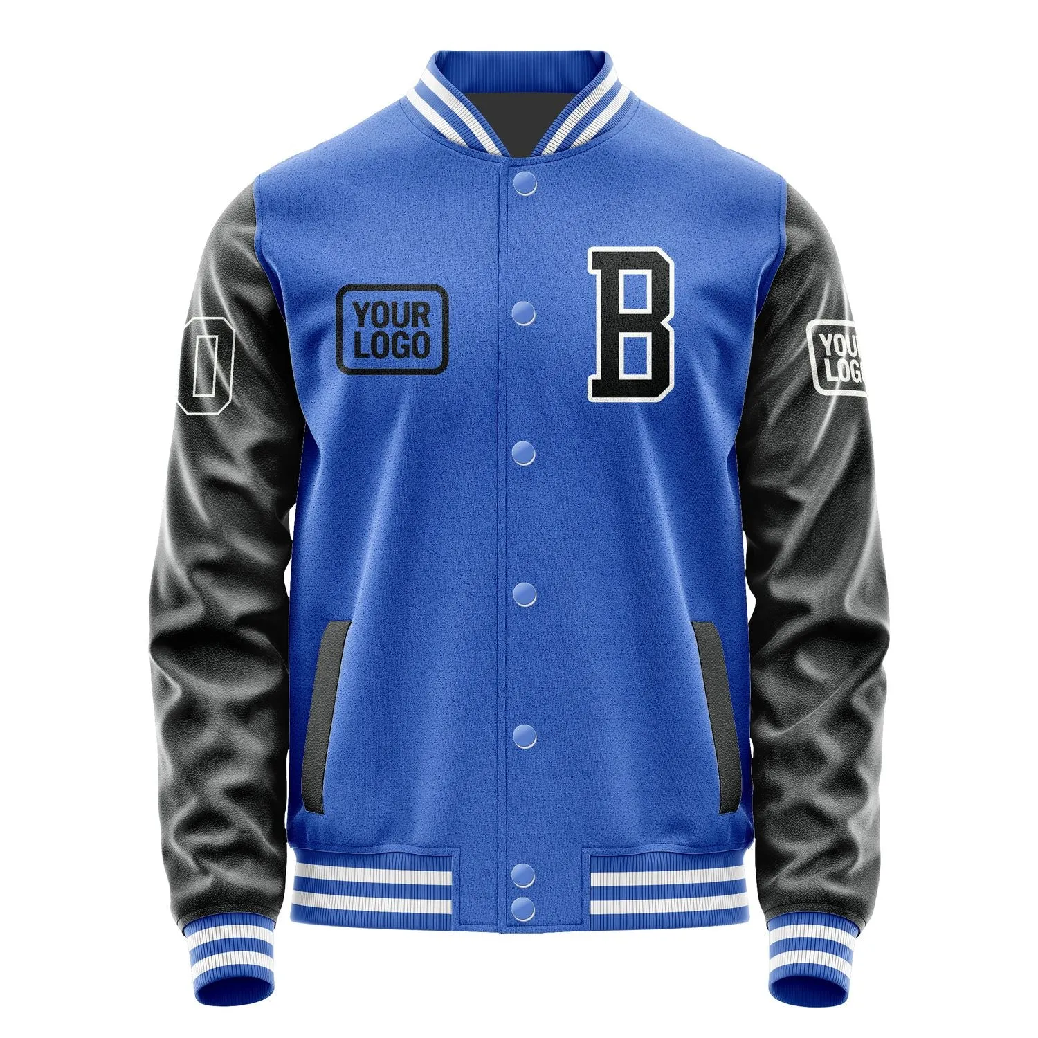 Custom Sky Blue Black Jacket sold by Tailorly product image thumbnail 2