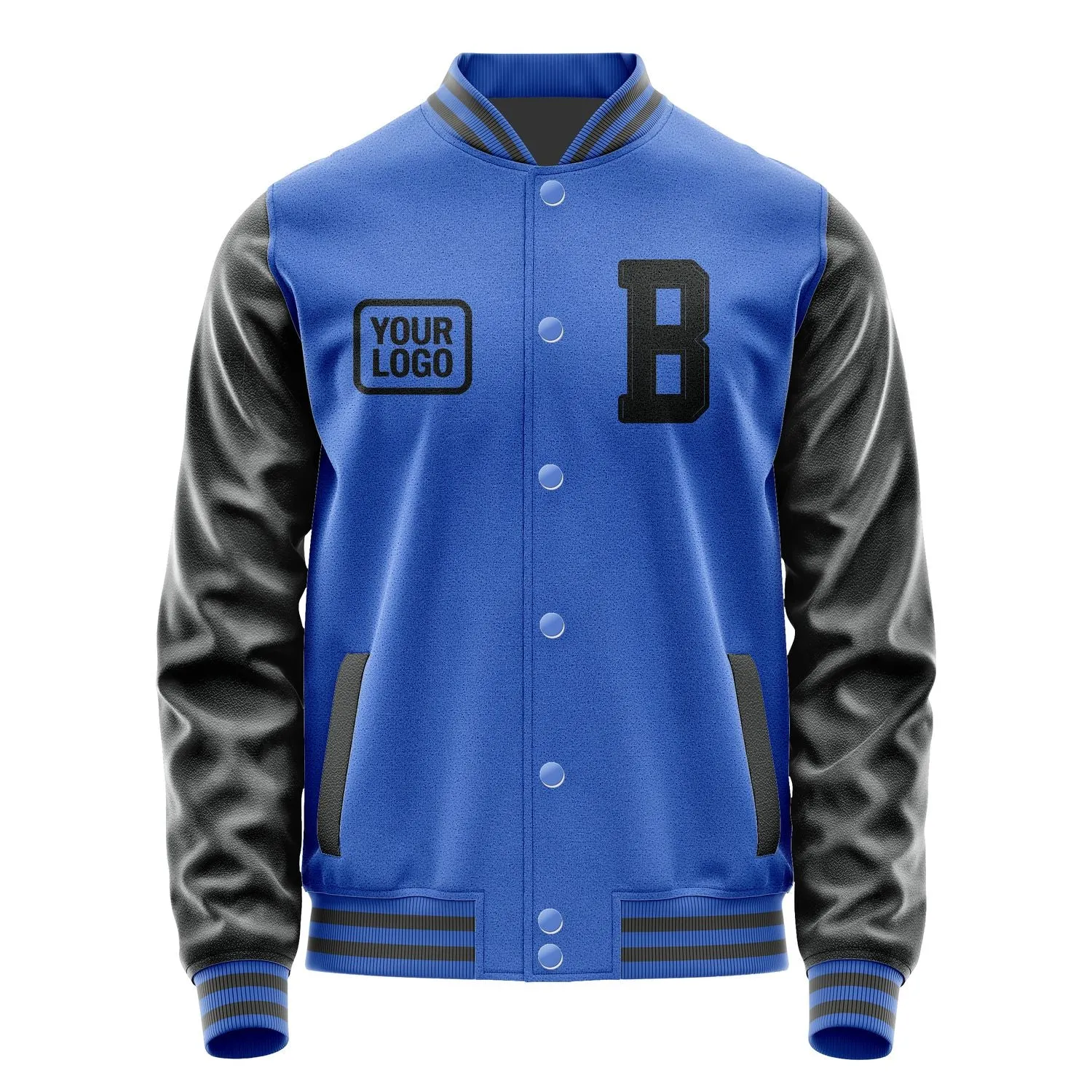 Custom Sky Blue Black Jacket sold by Tailorly product image thumbnail 2