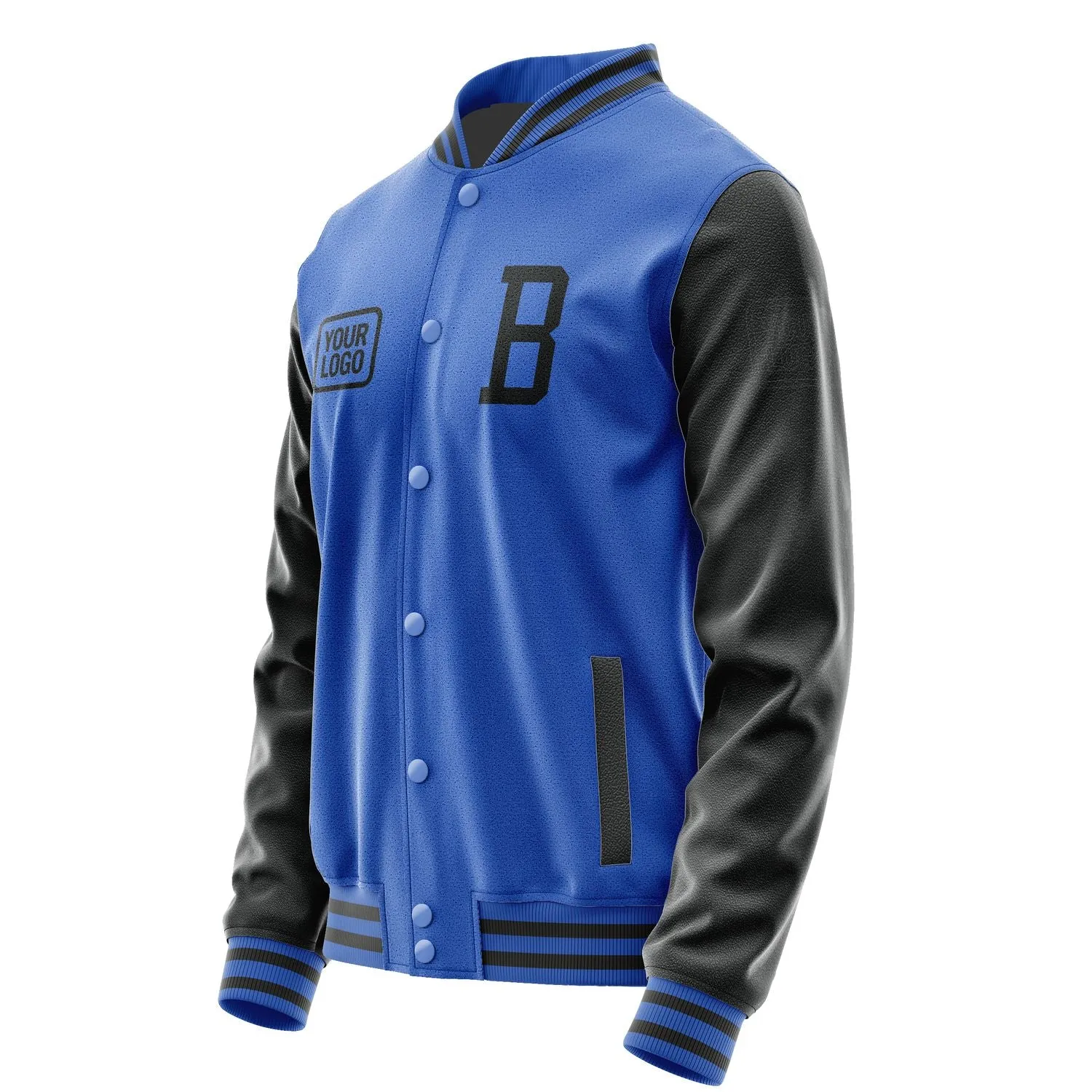 Custom Sky Blue Black Jacket sold by Tailorly product image thumbnail 3