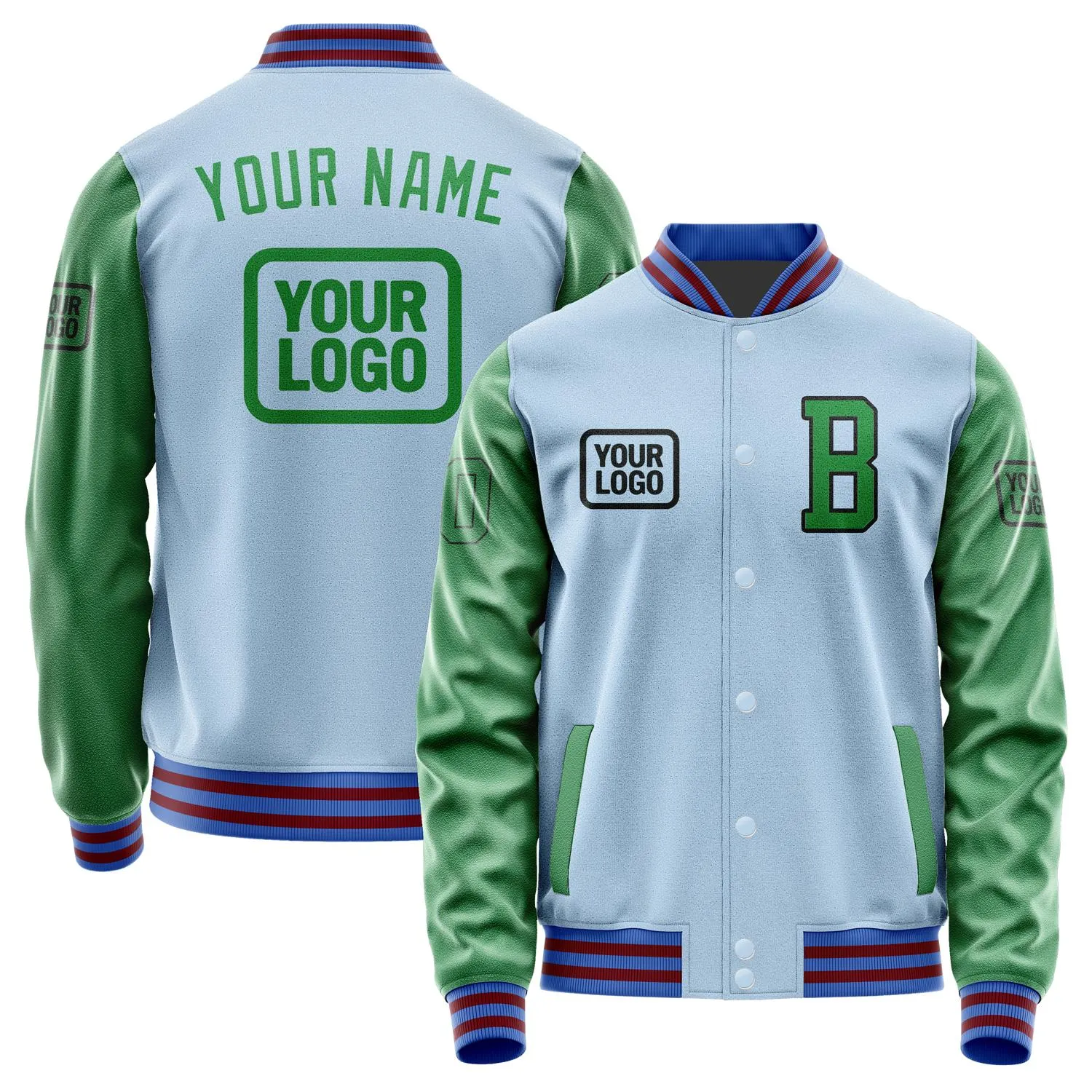 Custom Light Blue Emerald Green Jacket sold by Tailorly