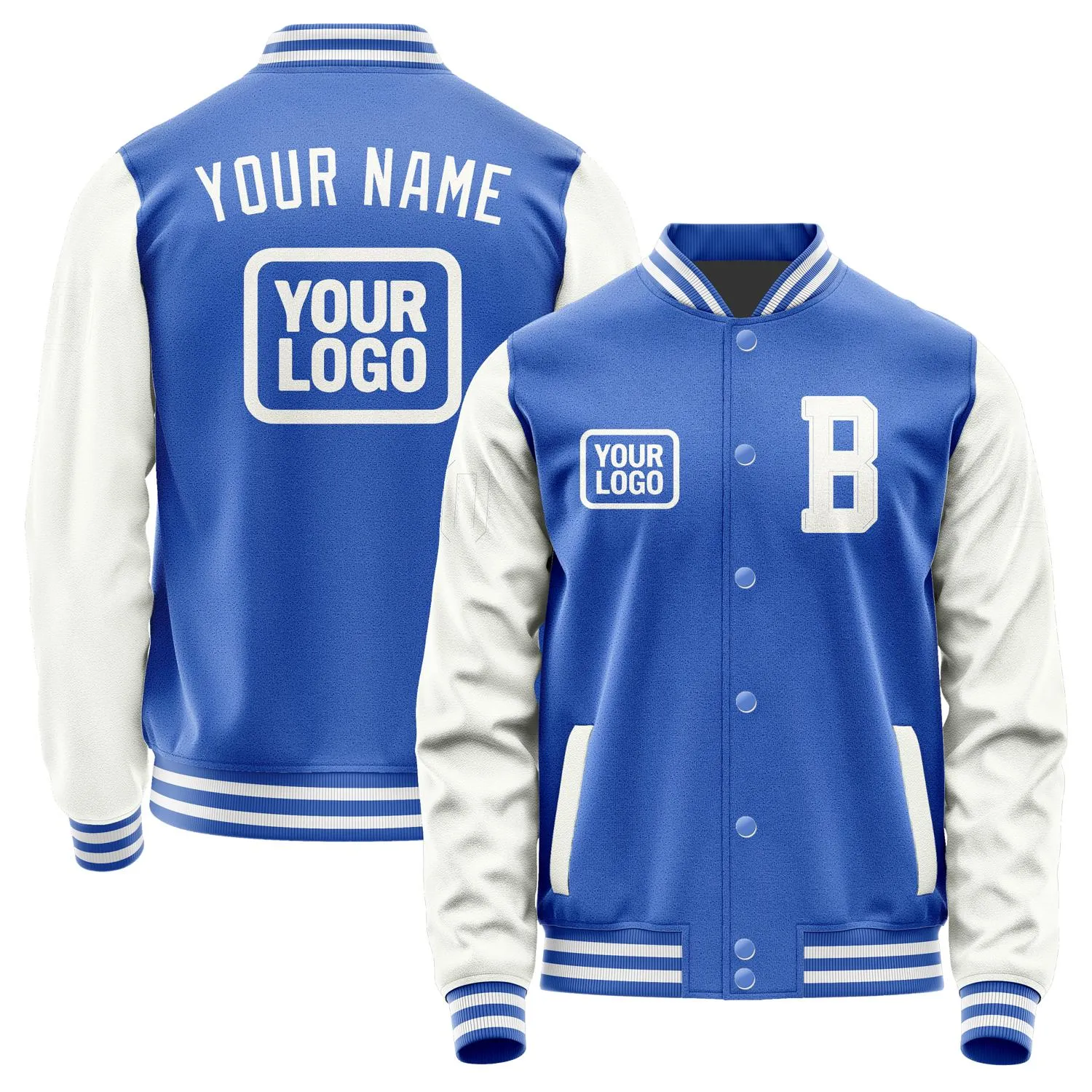 Custom Sky Blue White Jacket sold by Tailorly