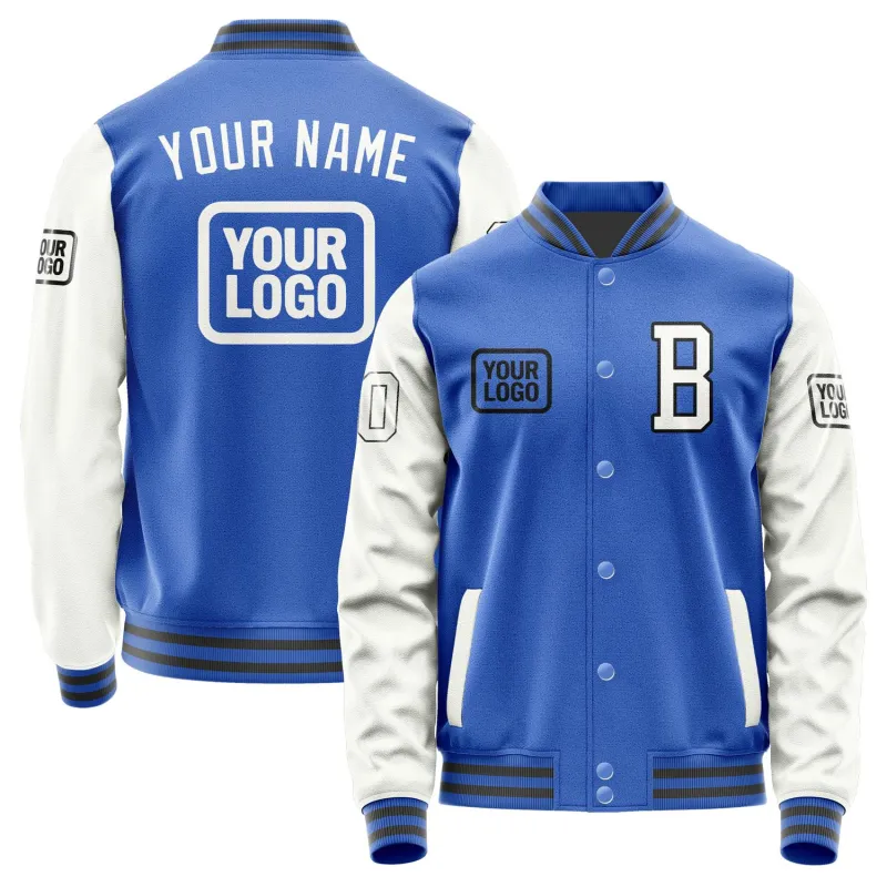 Custom Sky Blue White Jacket sold by Tailorly