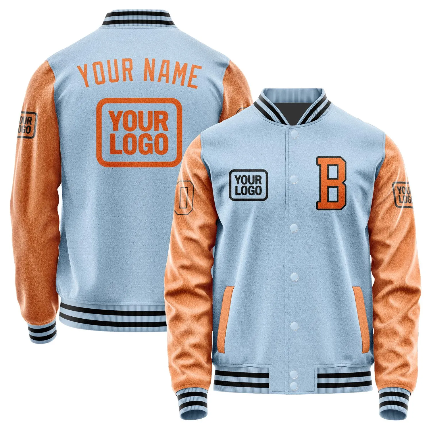 Custom Light Blue Orange Jacket sold by Tailorly