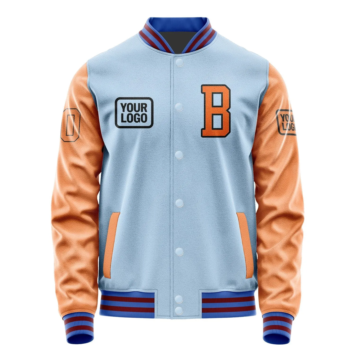 Custom Light Blue Orange Jacket sold by Tailorly product image thumbnail 2
