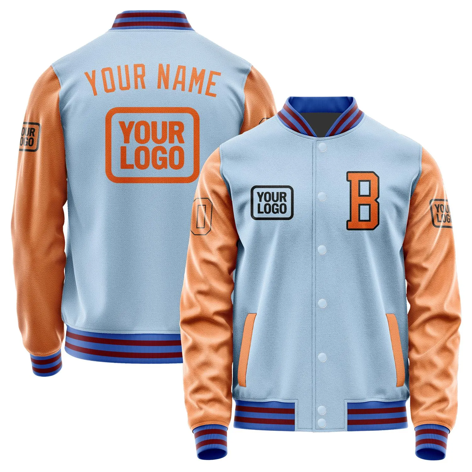 Custom Light Blue Orange Jacket sold by Tailorly