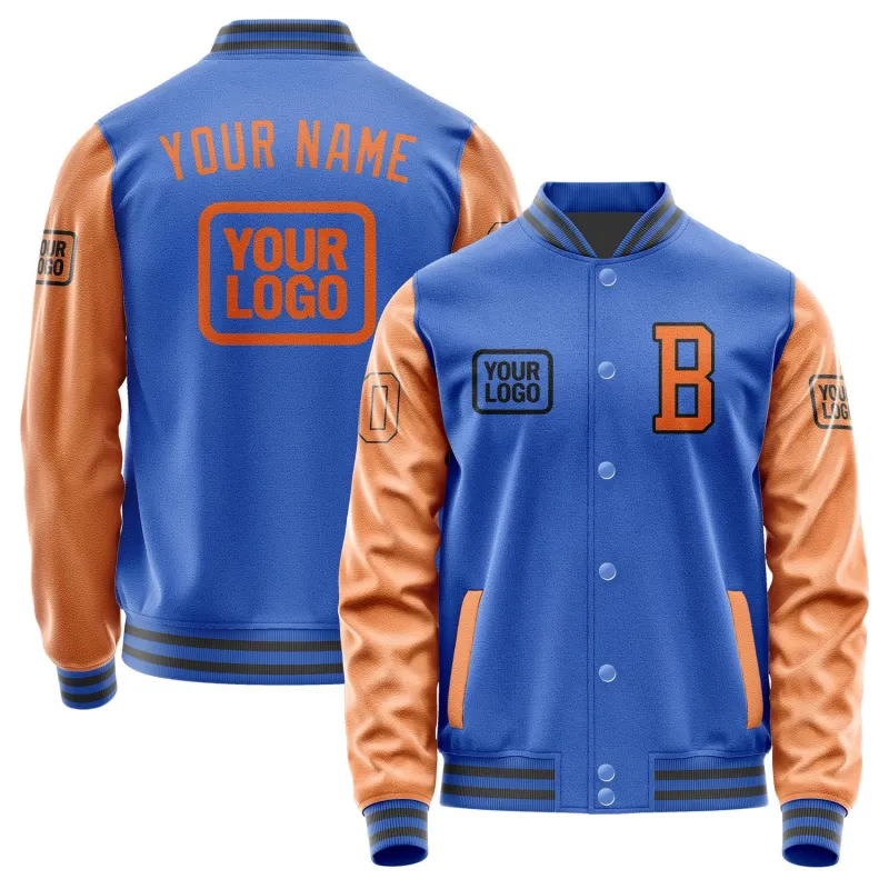 Custom Sky Blue Orange Jacket sold by Tailorly