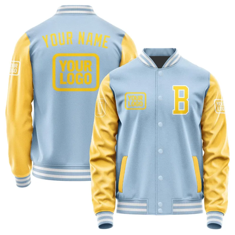 Custom Light Blue Gold Jacket sold by Tailorly