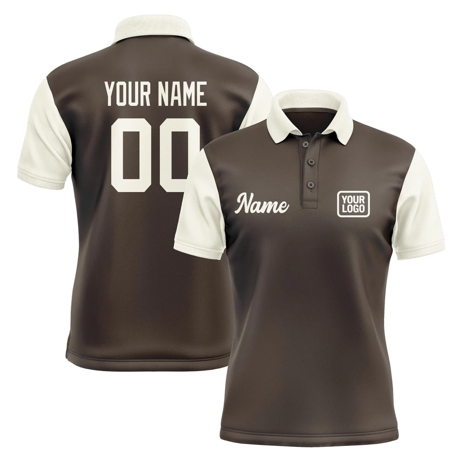 Custom Brown Cream Short-Sleeve Polo Shirt sold by Tailorly