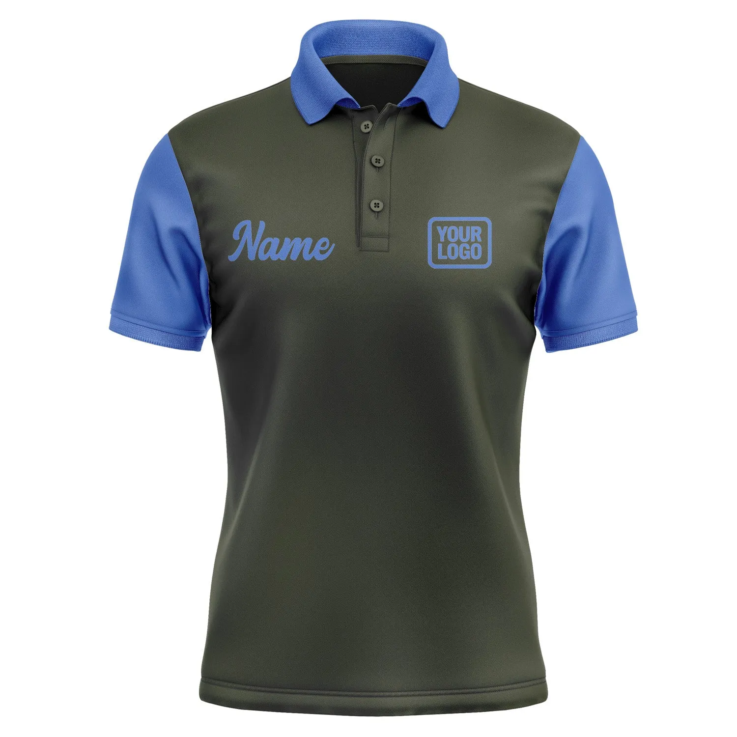 Custom Olive Sky Blue Short-Sleeve Polo Shirt sold by Tailorly product image thumbnail 2