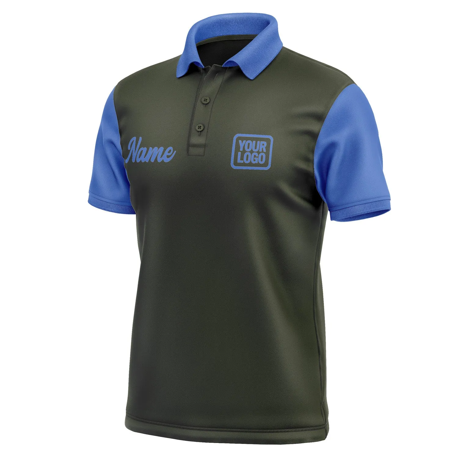 Custom Olive Sky Blue Short-Sleeve Polo Shirt sold by Tailorly product image thumbnail 4