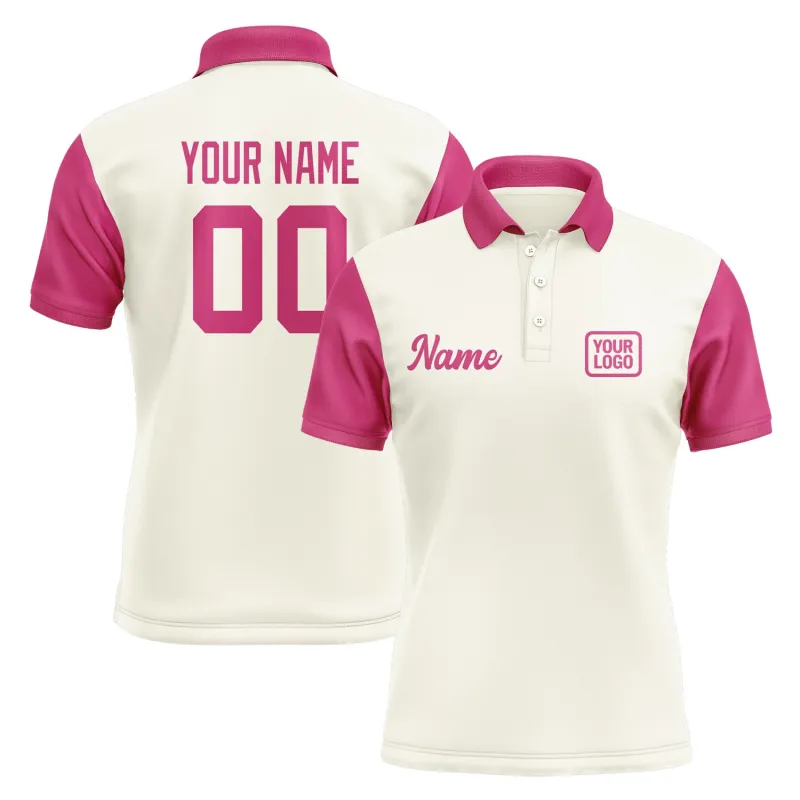 Custom Cream Pink Short-Sleeve Polo Shirt sold by Tailorly